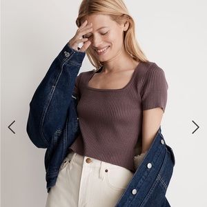 Madewell Square-Neck Crop Sweater Size S NWT